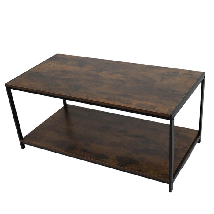 Rustic Coffee Table Brown Living Room Table with Metal Frame for Home Decor 100 X 50 X 45cm