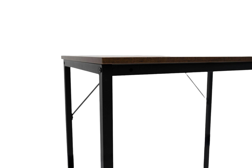 Rustic Brown Small Desk with Black Coated Metal Frame - Versatile Coffee Table, Gaming Desk, and Dressing Table for Home and Office