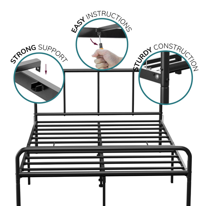 House of Home - King Size Metal Bed Frame with Large Under-Bed Storage Space, Reinforced Bars, and Easy Assembly - Ideal for Minimalist and Guest Bedrooms - Heavy Duty Support - 240kg Capacity