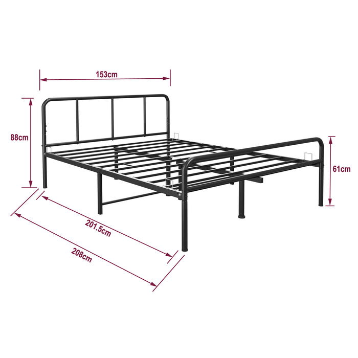 House of Home - King Size Metal Bed Frame with Large Under-Bed Storage Space, Reinforced Bars, and Easy Assembly - Ideal for Minimalist and Guest Bedrooms - Heavy Duty Support - 240kg Capacity