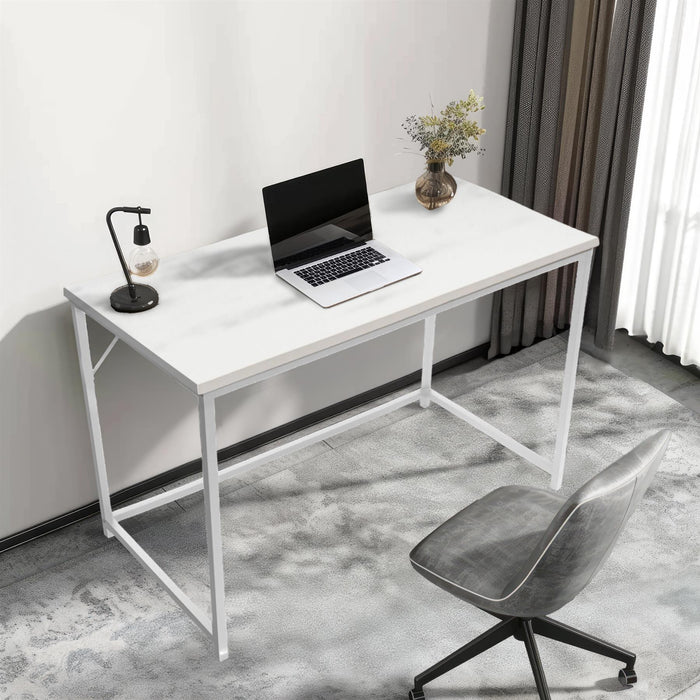 Computer Desk with White Metal Frame - Versatile Gaming Desk, and Dressing Table for Home and Office
