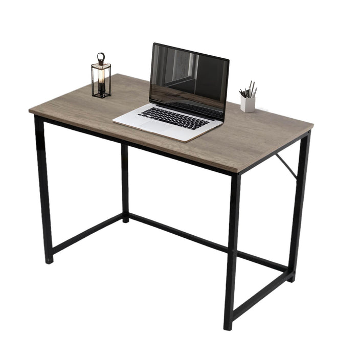 Computer Desk Rustic Grey Top with Black Metal Frame