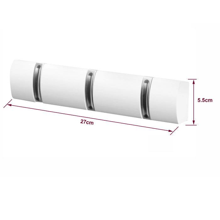 3 Door Hooks In Nickel On White Mountable Board -
