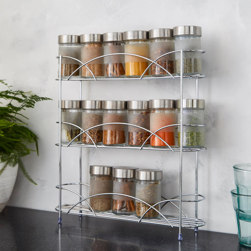 3 Tier Shelf Spice Rack Herb Organiser in Chrome -