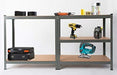 Heavy Duty Steel 5 Tier Racking & Storage Shelves or Workbench - Large 875kg Capacity (Grey) -