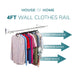 4ft Wall Mounted Clothes Rail In Chrome -