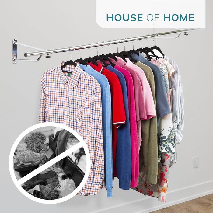 4ft Wall Mounted Clothes Rail In Chrome -