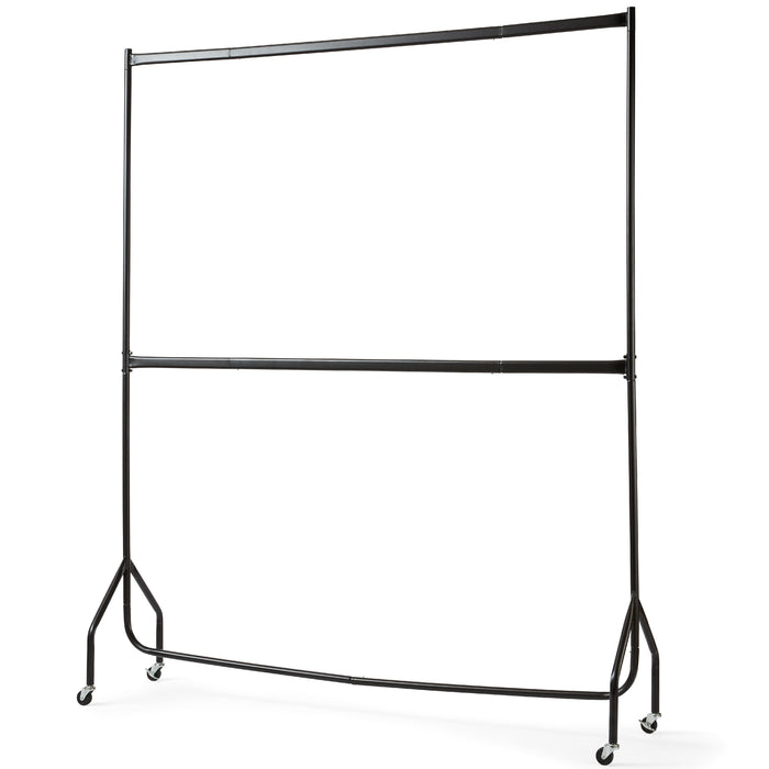 4ft long x 7ft Two Tier Heavy Duty Clothes Rail Garment Hanging Rack In Black -