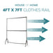 4ft long x 7ft Two Tier Heavy Duty Clothes Rail Garment Hanging Rack In Black -