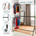 4ft long x 7ft Two Tier Heavy Duty Clothes Rail Garment Hanging Rack In Black -