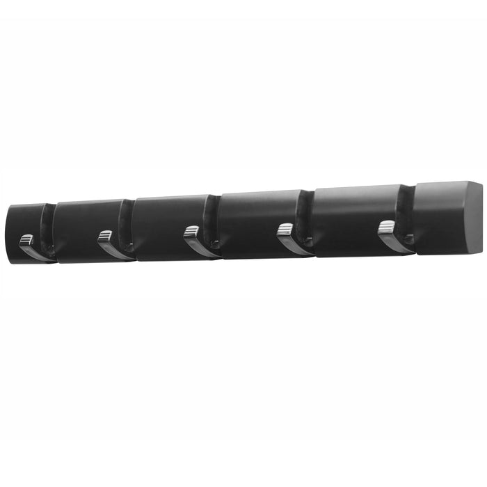 5 Door Hooks In Black Nickel On Black Mountable Board -