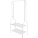 5ft Sturdy Steel White Clothes Rail With Two Shelves Hanging Storage Hooks -