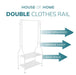 5ft Sturdy Steel White Clothes Rail With Two Shelves Hanging Storage Hooks -