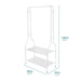 5ft Sturdy Steel White Clothes Rail With Two Shelves Hanging Storage Hooks -