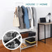 5ft Sturdy Steel White Clothes Rail With Two Shelves Hanging Storage Hooks -