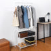 5ft Sturdy Steel White Clothes Rail With Two Shelves Hanging Storage Hooks -