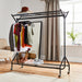 5ft long x 5ft Heavy Duty Clothes Rail with Shoe Rack Shelf and Hat Stand - Black -