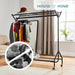 5ft long x 5ft Heavy Duty Clothes Rail with Shoe Rack Shelf and Hat Stand - Black -