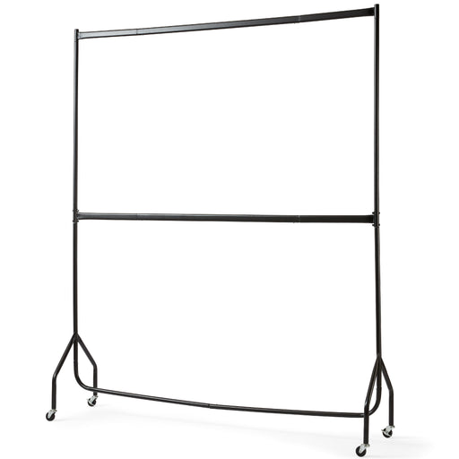 5ft long x 7ft Two Tier Heavy Duty Clothes Rail Garment Hanging Rack In Black -