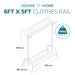 6ft long x 5ft Heavy Duty Clothes Rail with Shoe Rack Shelf and Hat Stand - Black -