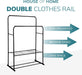 Heavy Duty Metal Clothes Rail with Garment Shoe Rack Storage Shelf & Adjustable Feet in Black -