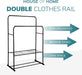Heavy Duty Metal Clothes Rail with Garment Shoe Rack Storage Shelf & Adjustable Feet in Black -