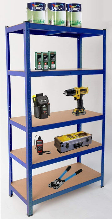 Heavy Duty Steel 5 Tier Racking & Storage Shelves or Workbench - Large 875kg Capacity (Blue) -