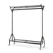 4ft long x 5ft Heavy Duty Clothes Rail with Shoe Rack Shelf and Hat Stand - Black -