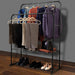 Heavy Duty Metal Clothes Rail with Garment Shoe Rack Storage Shelf & Adjustable Feet in Black -