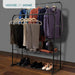 Heavy Duty Metal Clothes Rail with Garment Shoe Rack Storage Shelf & Adjustable Feet in Black -