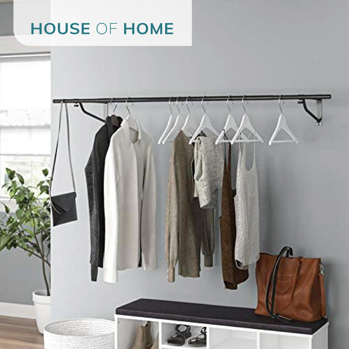 5ft Wall Mounted Clothes Rail In Black Powder Coating -