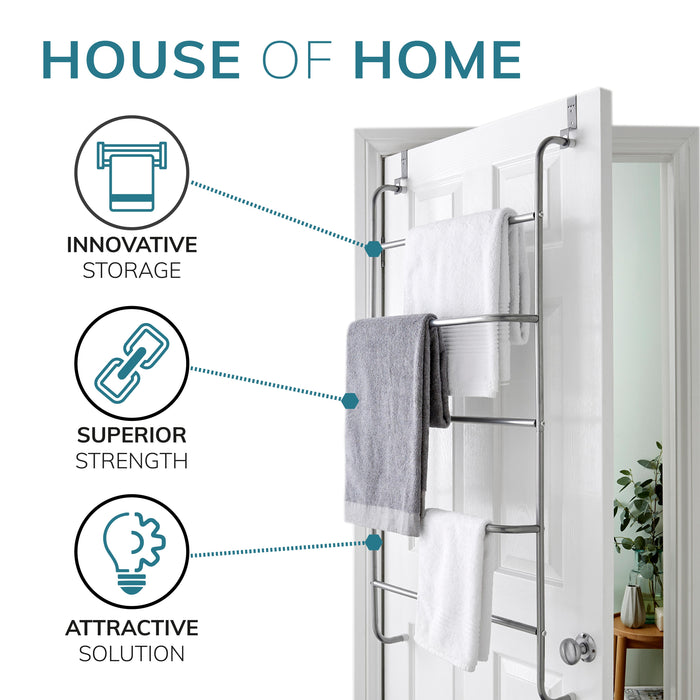 5 Tier Over Door Towel Rail / Clothes Airer -