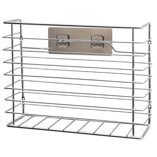 Self Adhesive Kitchen cupboard storage basket in chrome -