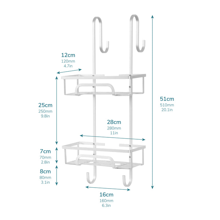 Aluminium 2 Tier Over The Door Shower Caddy -