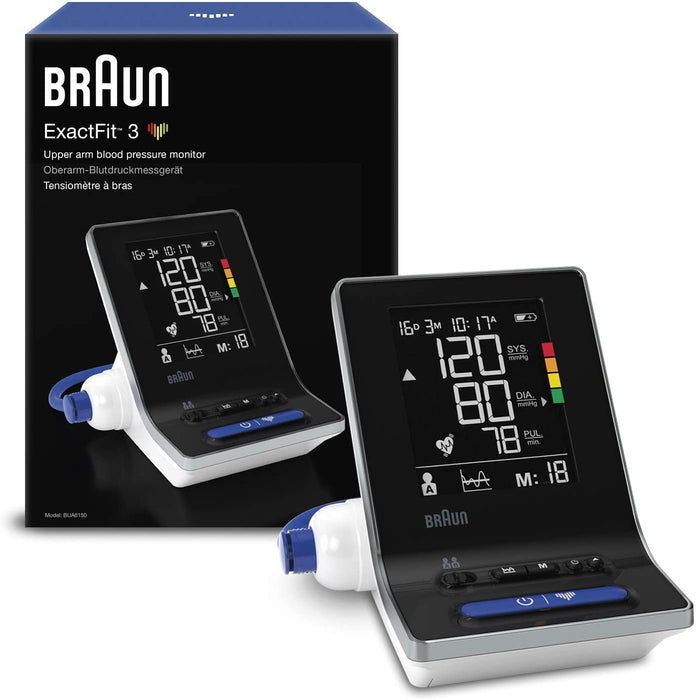 Braun ExactFit 3 Upper Arm Blood Pressure Monitor for Home Use with 2 Cuff Sizes -