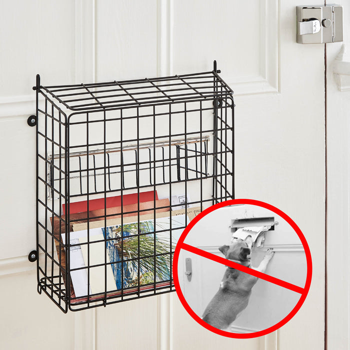 Black Letter Box Catcher Cage With Lift Up Lid -