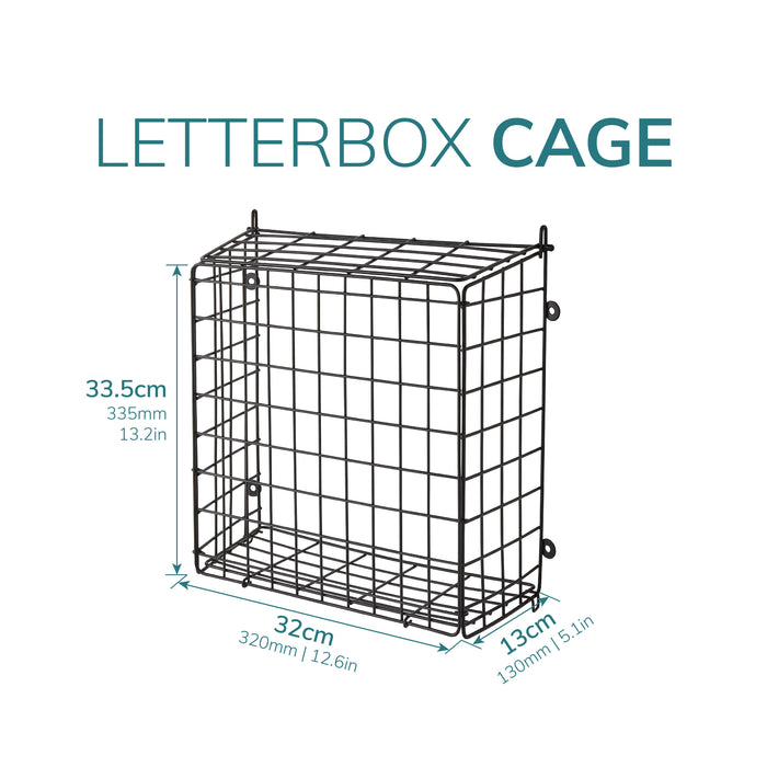 Black Letter Box Catcher Cage With Lift Up Lid -