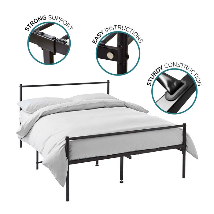 Extra Strong Double Metal Bed Frame In Black -