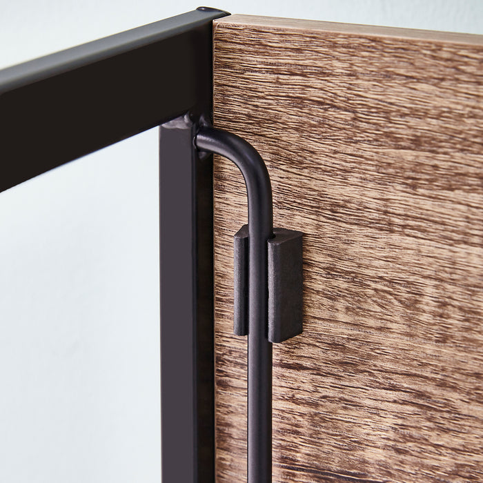 Folding Wooden Desktop Table with Black Metal Frame - 100 x 50 x 75cm -