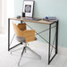 Folding Wooden Desktop Table with Black Metal Frame - 100 x 50 x 75cm -