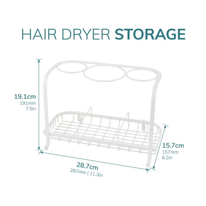 Freestanding Hair Dryer & Straighteners Holder Storage Stand Cable Tidy in Cream -