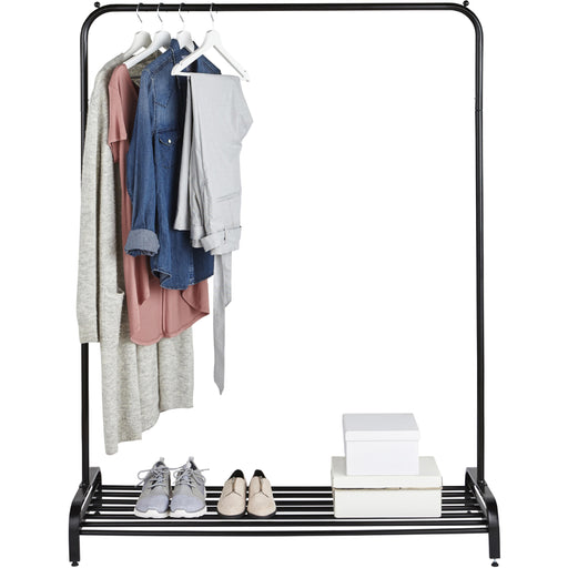 Garment Rack Clothes Rail With Shoe Storage Shelf & Adjustable Feet -