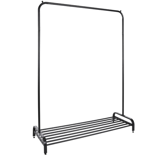 Garment Rack Clothes Rail With Shoe Storage Shelf & Adjustable Feet -