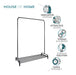 Garment Rack Clothes Rail With Shoe Storage Shelf & Adjustable Feet -