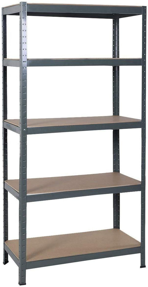 Heavy Duty Steel & MDF 5 Tier Storage Rack - Grey -