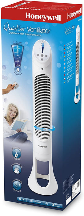 Honeywell QuietSet Tower Fan with Remote Control, White HYF260E [Energy Class A++] -