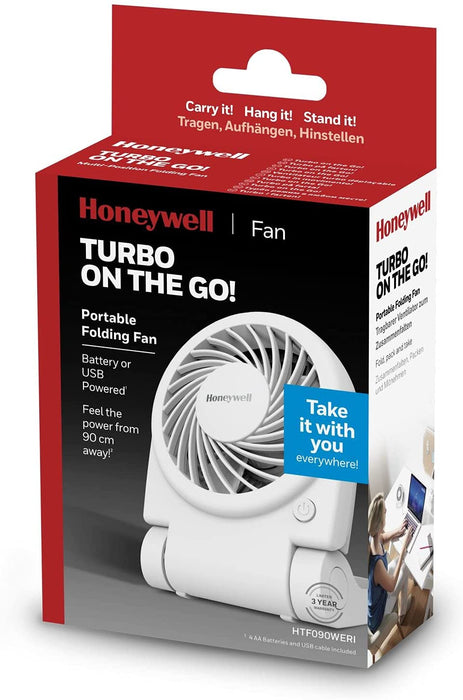 Honeywell Turbo On The Go USB Desk Fan - White -