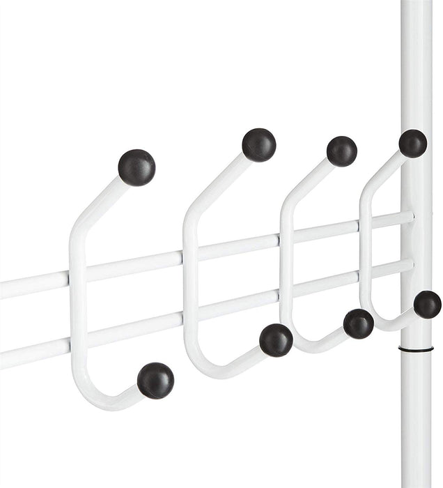 Multi Purpose Stand 18 Hooks For Clothes Shoes Hats Bags - White -