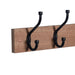Oak Finish Heavy Duty 4 Double Coat Hooks Wall Or Door Mountable -