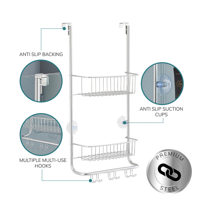 Over Door Shower Hanging Caddy Rust Prevention Nano Coating Steel Frame -